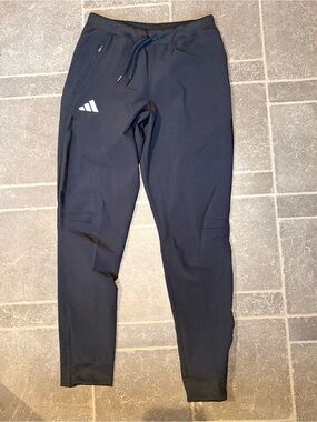 adidas Black Performance Track Pants with White Logo